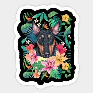 Tropical Black and Tan Bull Terrier Sticker